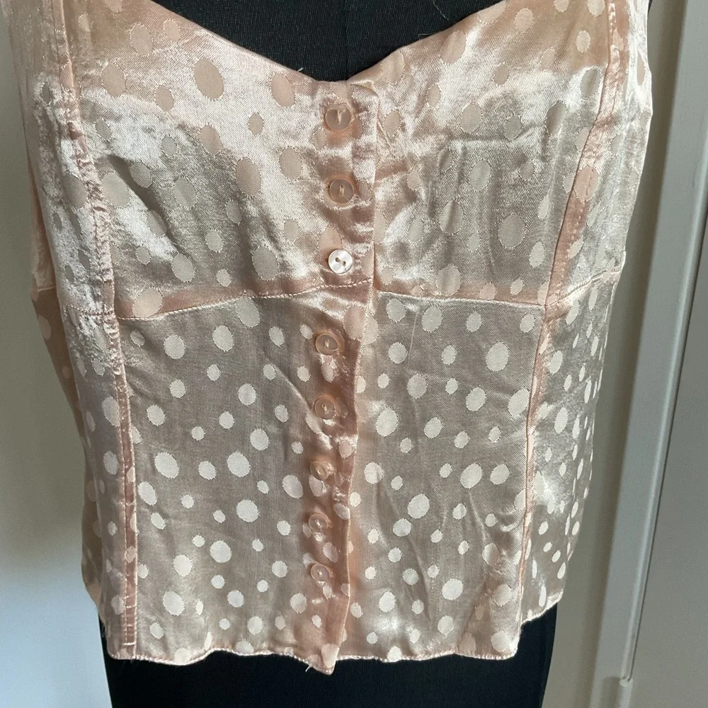 NWOT Topshop Cream Polka Dot Sleeveless Blouse Casual Chic Womenβs Size 14 - Picture 6 of 8
